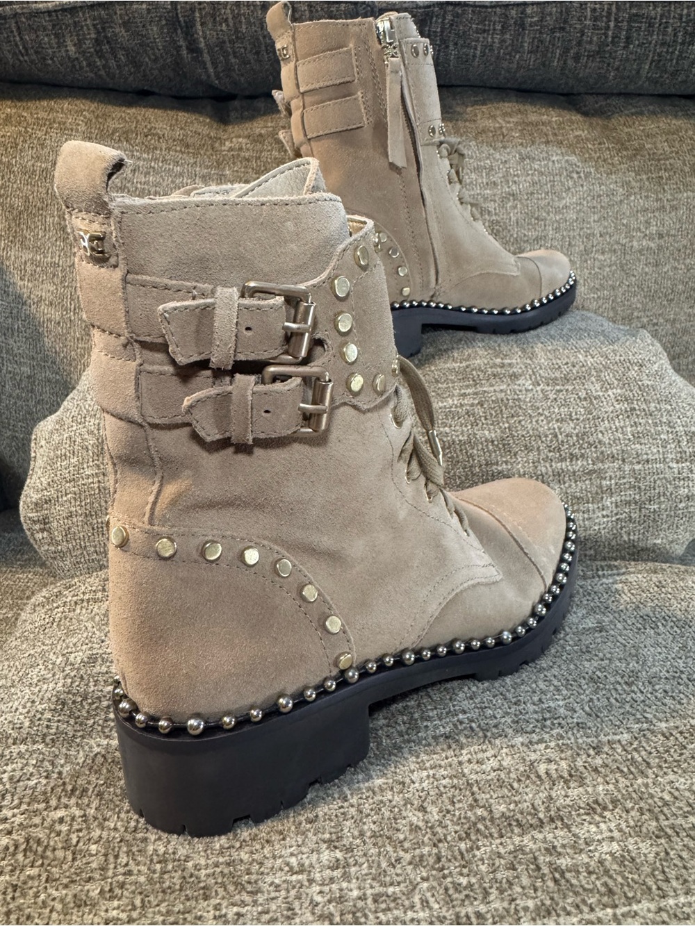 Sam Edelman Jennifer Women’s Brown Studded Combat Boots Size 7M - Picture 11 of 15